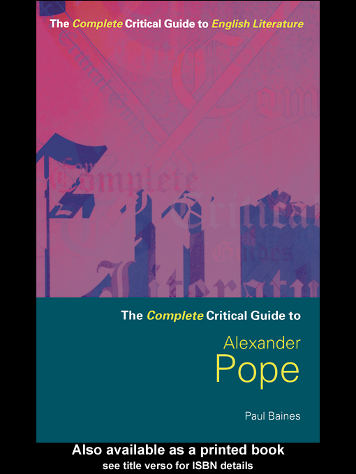 Title details for Alexander Pope by Paul  Baines - Available